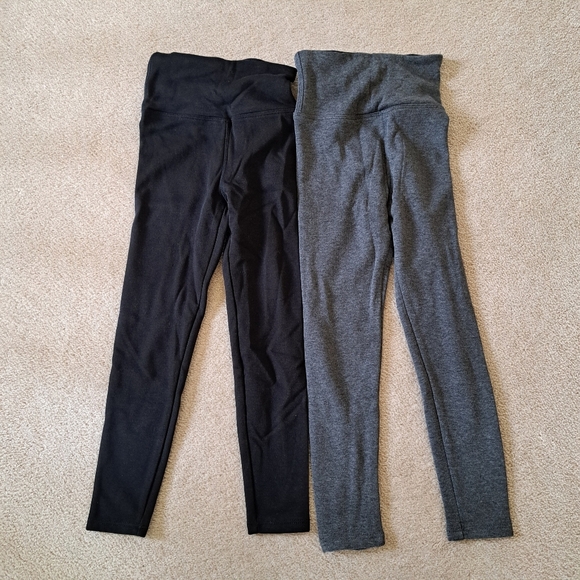 Tuff Athletics Leggings Set Of 2 Fleece Lined Pants Size Small (6) Grey Black - Picture 2 of 10